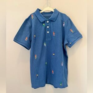 Mini Boden Blue Polo with Pencil Embroidery